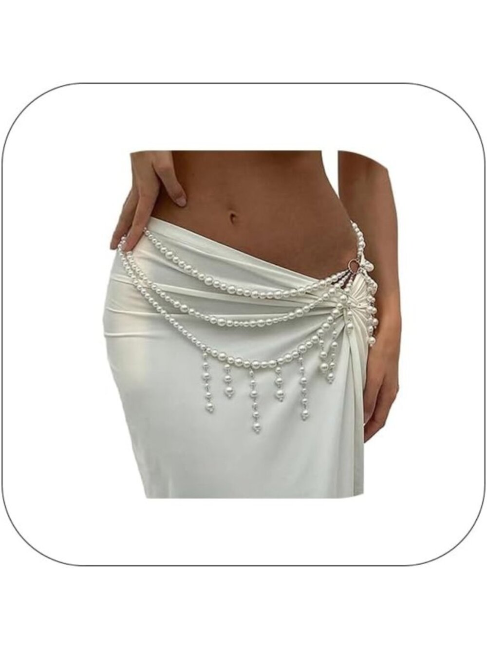 Multi-Layer Pearl Waist Chain Belt with Tassel | Bridal Body Jewelry for Women